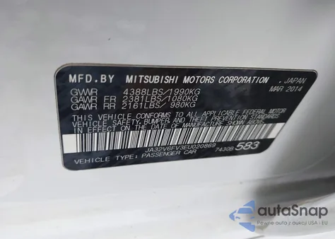 2014 Mitsubishi Lancer Ralliart from USA, damaged, VIN JA32V6FV3EU020869